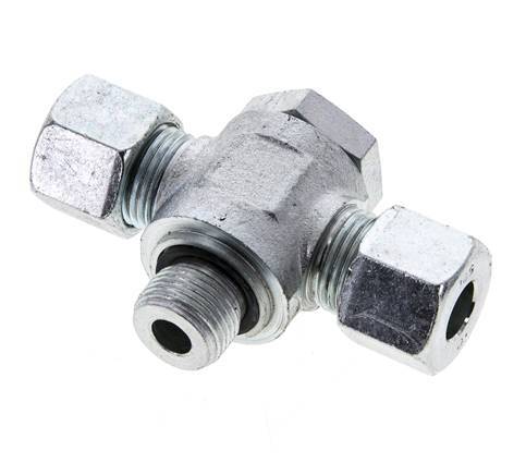 10S &amp; G3/8'' Acier zingué Tee Swivel Joint Cutting Fitting with Male Threads 400 bar NBR ISO 8434-1