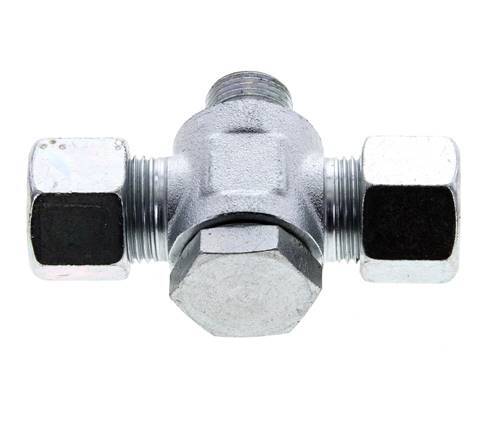12S & G3/8'' Zink plated Steel Tee Swivel Joint Cutting Fitting with Male Threads 400 bar NBR ISO 8434-1