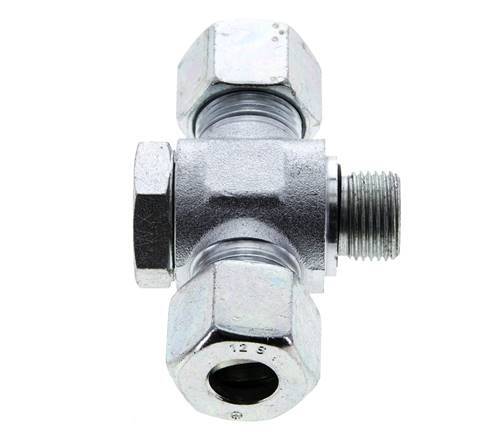 12S & G3/8'' Acier zingue Tee Swivel Joint Cutting Fitting with Male Threads 400 bar NBR ISO 8434-1