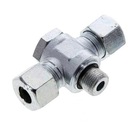 12S & G3/8'' Acier zingue Tee Swivel Joint Cutting Fitting with Male Threads 400 bar NBR ISO 8434-1