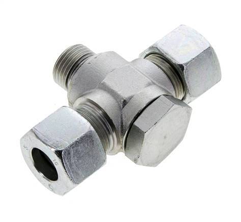 16S & G1/2'' Zink plated Steel Tee Swivel Joint Cutting Fitting with Male Threads 400 bar NBR ISO 8434-1