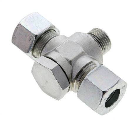 16S & G1/2'' Acier zingue Tee Swivel Joint Cutting Fitting with Male Threads 400 bar NBR ISO 8434-1