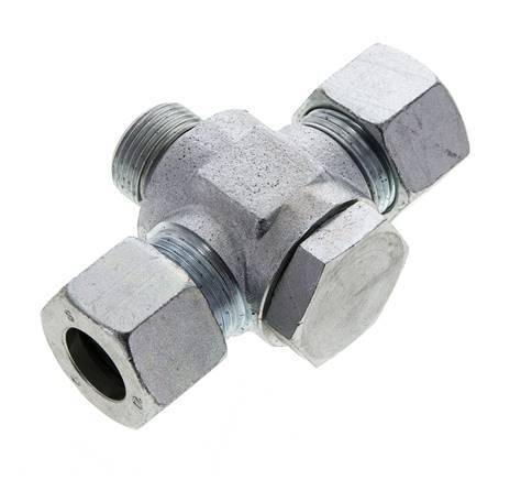 20S & G3/4'' Zink plated Steel Tee Swivel Joint Cutting Fitting with Male Threads 400 bar NBR ISO 8434-1
