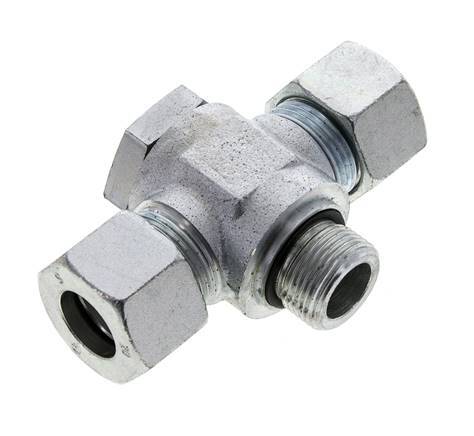 20S & G3/4'' Acier zingue Tee Swivel Joint Cutting Fitting with Male Threads 400 bar NBR ISO 8434-1