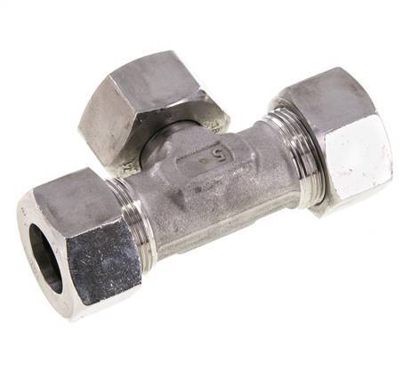 18L Stainless Steel T-Shape Tee Cutting Fitting with Swivel 315 bar Adjustable ISO 8434-1