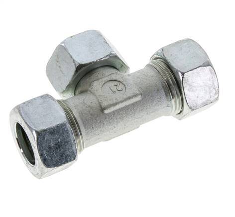 22L Acier zingué T-Shape Tee Cutting Fitting with Swivel 160 bar NBR Adjustable ISO 8434-1