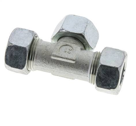 22L Acier zingué T-Shape Tee Cutting Fitting with Swivel 160 bar NBR Adjustable ISO 8434-1