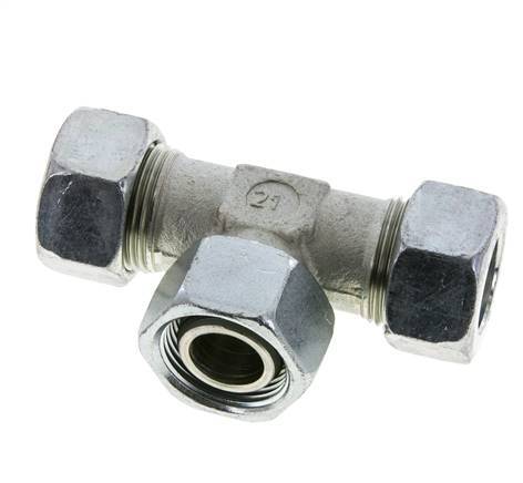 22L Acier zingué T-Shape Tee Cutting Fitting with Swivel 160 bar NBR Adjustable ISO 8434-1