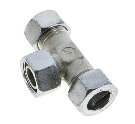 22L Acier zingué T-Shape Tee Cutting Fitting with Swivel 160 bar NBR Adjustable ISO 8434-1