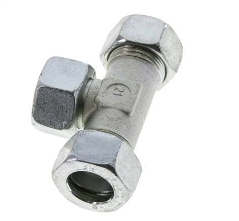 22L Acier zingué T-Shape Tee Cutting Fitting with Swivel 160 bar NBR Adjustable ISO 8434-1