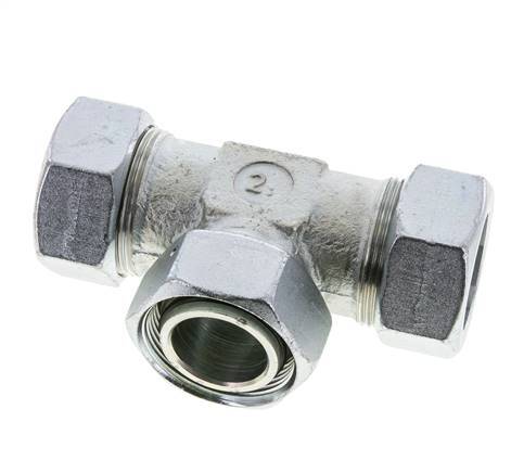 35L Acier zingué T-Shape Tee Cutting Fitting with Swivel 160 bar NBR Adjustable ISO 8434-1