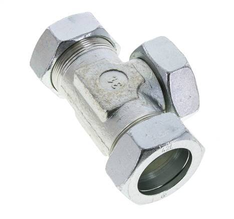 42L Acier zingué T-Shape Tee Cutting Fitting with Swivel 160 bar NBR Adjustable ISO 8434-1