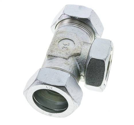 42L Zink plated Steel T-Shape Tee Cutting Fitting with Swivel 160 bar NBR Adjustable ISO 8434-1