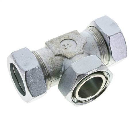 42L Acier zingué T-Shape Tee Cutting Fitting with Swivel 160 bar NBR Adjustable ISO 8434-1