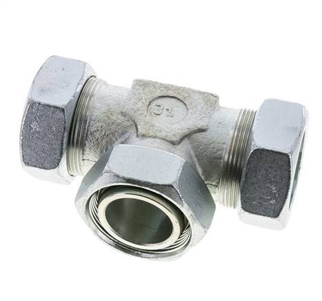 42L Acier zingué T-Shape Tee Cutting Fitting with Swivel 160 bar NBR Adjustable ISO 8434-1