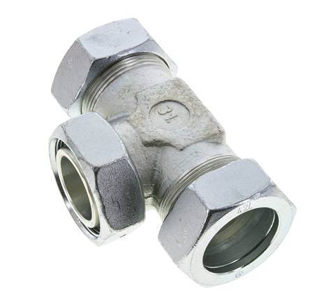 42L Acier zingué T-Shape Tee Cutting Fitting with Swivel 160 bar NBR Adjustable ISO 8434-1