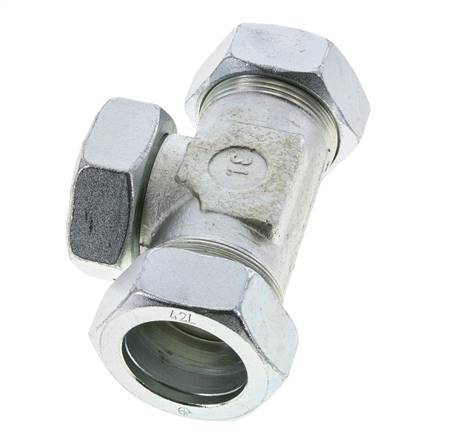 42L Acier zingué T-Shape Tee Cutting Fitting with Swivel 160 bar NBR Adjustable ISO 8434-1