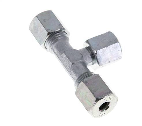 6S Acier zingué T-Shape Tee Cutting Fitting with Swivel 630 bar NBR Adjustable ISO 8434-1