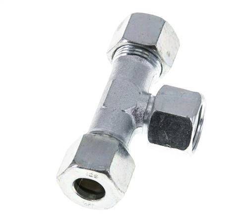 12S Zink plated Steel T-Shape Tee Cutting Fitting with Swivel 630 bar NBR Adjustable ISO 8434-1
