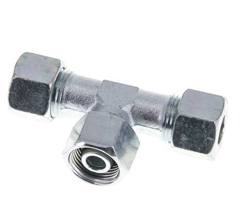 12S Acier zingué T-Shape Tee Cutting Fitting with Swivel 630 bar NBR Adjustable ISO 8434-1