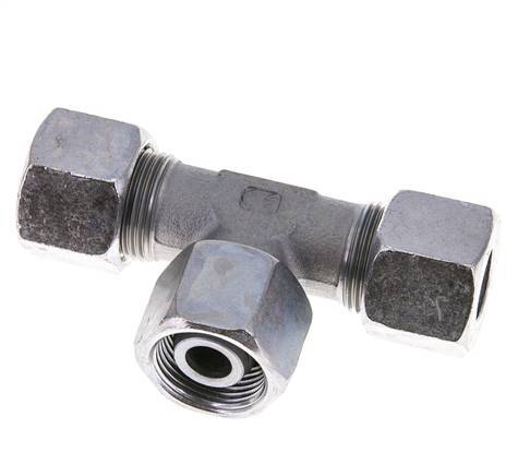 14S Acier zingué T-Shape Tee Cutting Fitting with Swivel 630 bar NBR Adjustable ISO 8434-1