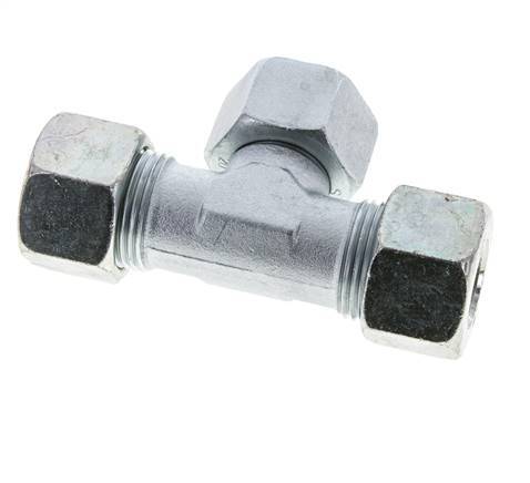 20S Acier zingué T-Shape Tee Cutting Fitting with Swivel 400 bar NBR Adjustable ISO 8434-1