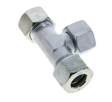 20S Acier zingué T-Shape Tee Cutting Fitting with Swivel 400 bar NBR Adjustable ISO 8434-1