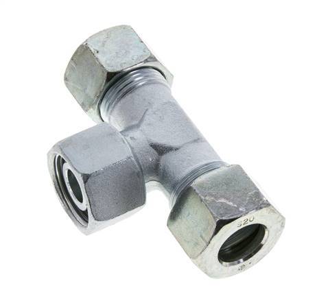 20S Acier zingué T-Shape Tee Cutting Fitting with Swivel 400 bar NBR Adjustable ISO 8434-1