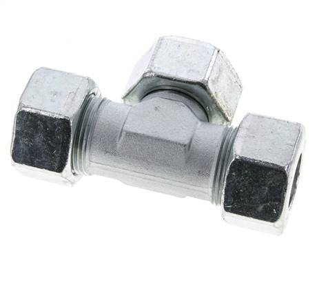 25S Zink plated Steel T-Shape Tee Cutting Fitting with Swivel 400 bar NBR Adjustable ISO 8434-1