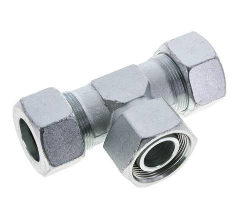 30S Acier zingué T-Shape Tee Cutting Fitting with Swivel 400 bar NBR Adjustable ISO 8434-1