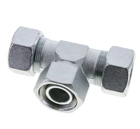 30S Acier zingué T-Shape Tee Cutting Fitting with Swivel 400 bar NBR Adjustable ISO 8434-1