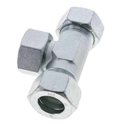 30S Acier zingué T-Shape Tee Cutting Fitting with Swivel 400 bar NBR Adjustable ISO 8434-1