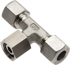 25S Raccord à compression en T en acier inoxydable avec raccord tournant 250 bar FKM Réglable ISO 8434-1