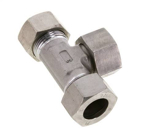 Raccord de coupe en T en acier inoxydable 22L avec pivot 160 bar FKM Réglable ISO 8434-1