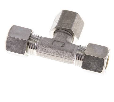 Raccord à compression en T en acier inoxydable 10L avec pivot 315 bar FKM Réglable ISO 8434-1