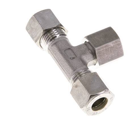 Raccord à compression en T en acier inoxydable 10L avec pivot 315 bar FKM Réglable ISO 8434-1