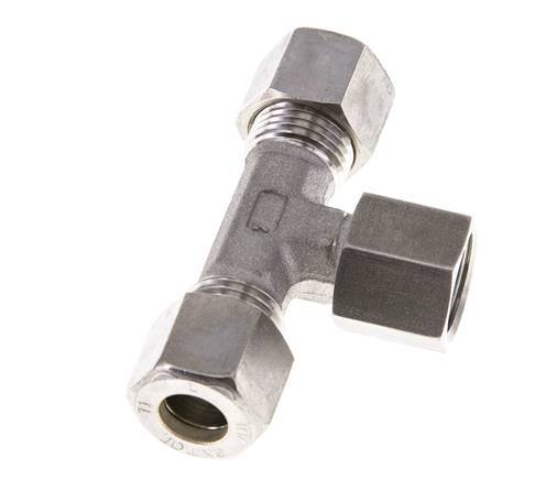 Raccord à compression en T en acier inoxydable 10L avec pivot 315 bar FKM Réglable ISO 8434-1