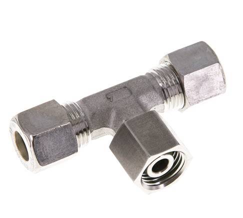 Raccord à compression en T en acier inoxydable 10L avec pivot 315 bar FKM Réglable ISO 8434-1