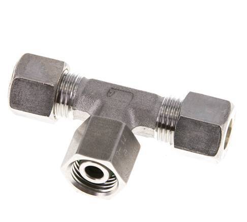 Raccord à compression en T en acier inoxydable 10L avec pivot 315 bar FKM Réglable ISO 8434-1