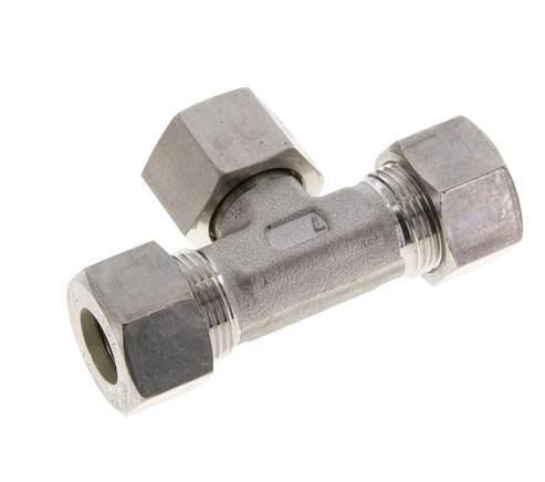 Raccord à compression en T en acier inoxydable 15L avec pivot 315 bar FKM Réglable ISO 8434-1