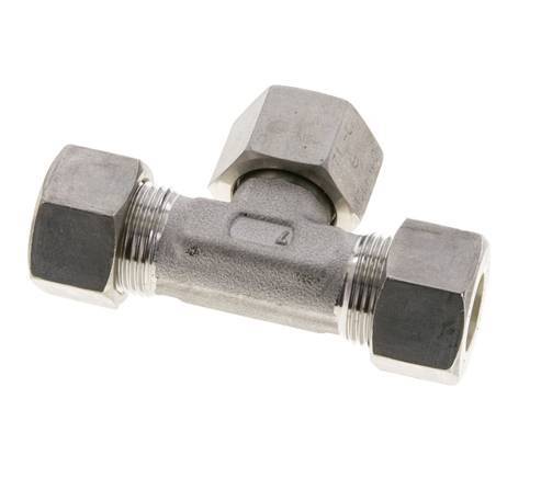 Raccord à compression en T en acier inoxydable 15L avec pivot 315 bar FKM Réglable ISO 8434-1