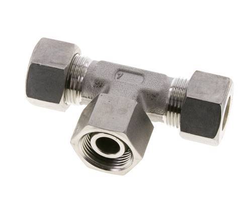 Raccord à compression en T en acier inoxydable 15L avec pivot 315 bar FKM Réglable ISO 8434-1