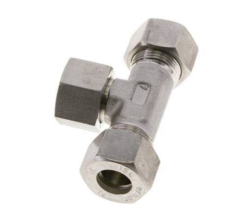 Raccord à compression en T en acier inoxydable 15L avec pivot 315 bar FKM Réglable ISO 8434-1