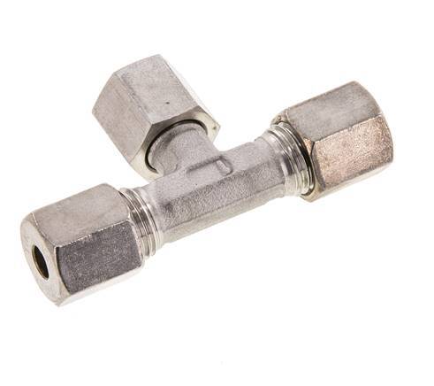 Raccord de compression en T en acier inoxydable 6S avec raccord tournant 500 bar FKM réglable ISO 8434-1