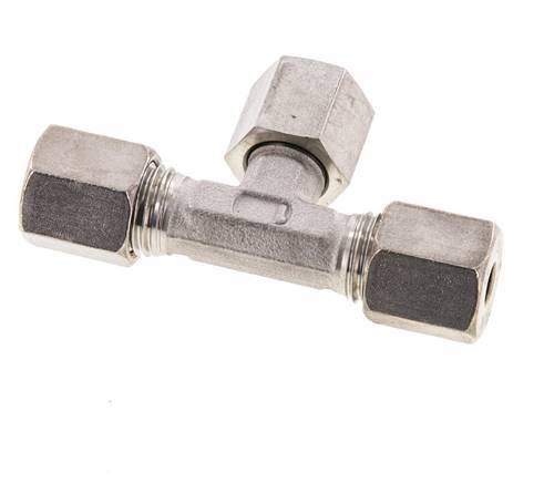 Raccord de compression en T en acier inoxydable 6S avec raccord tournant 500 bar FKM réglable ISO 8434-1