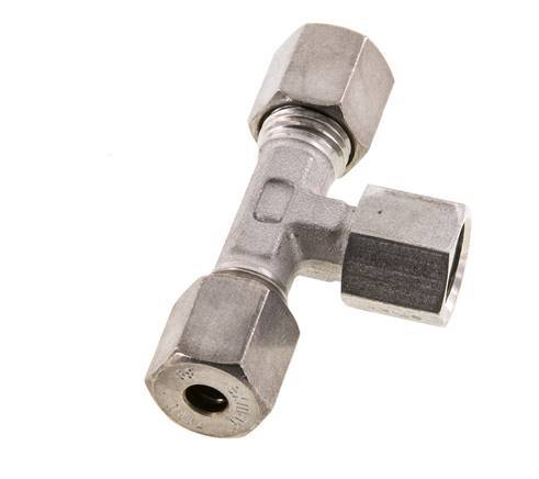 Raccord de compression en T en acier inoxydable 6S avec raccord tournant 500 bar FKM réglable ISO 8434-1