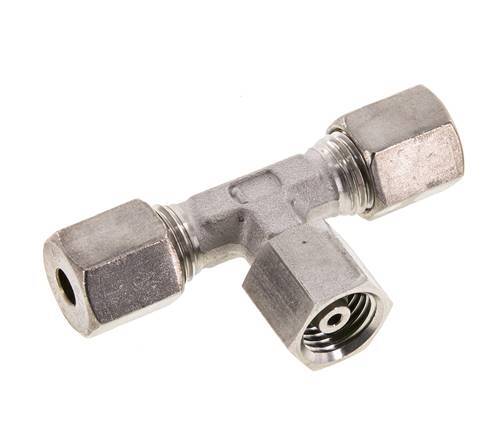 Raccord de compression en T en acier inoxydable 6S avec raccord tournant 500 bar FKM réglable ISO 8434-1