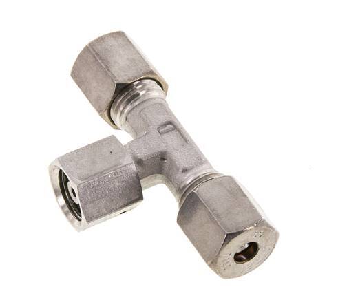 Raccord de compression en T en acier inoxydable 6S avec raccord tournant 500 bar FKM réglable ISO 8434-1