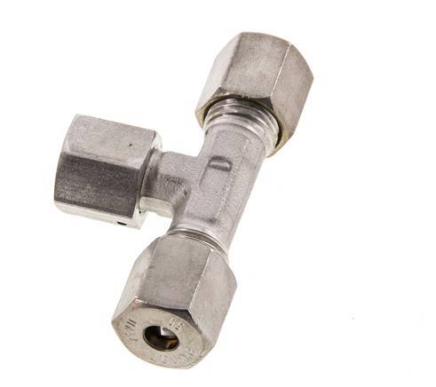 Raccord de compression en T en acier inoxydable 6S avec raccord tournant 500 bar FKM réglable ISO 8434-1