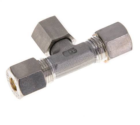 Raccord à compression en T en acier inoxydable 8S avec raccord tournant 500 bar FKM réglable ISO 8434-1
